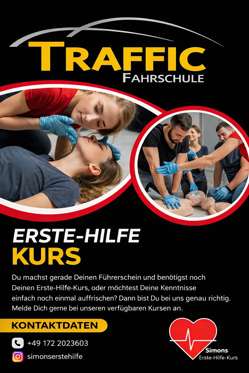 Erste-Hilfe-Kurs Grundkurs Fahrschule Traffic